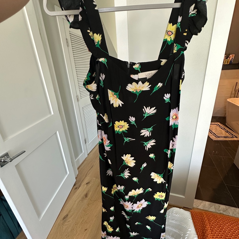 LOFT Black Floral Dress